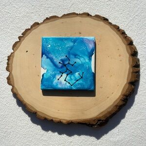 Sagittarius Blue Purple Zodiac Constellation Tile Decor - Astrology Ceramic Art